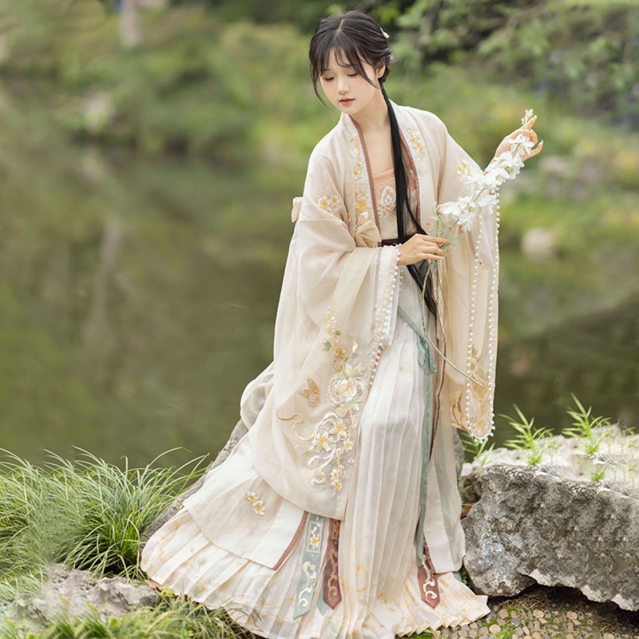 重工刺绣大袖衫对襟宋制汉服女夏季中国风古装汉服成人日常款儒裙