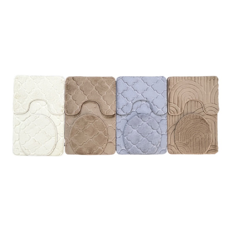 cross-border door imitation rabbit fur embossed three-piece carpet bathroom comfortable floor mat bathroom non-slip mat