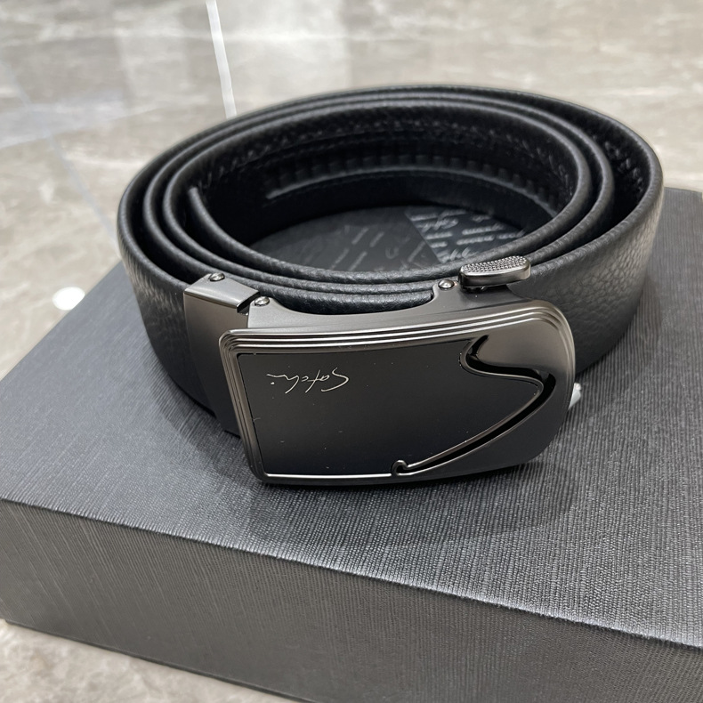 新款沙驰皮带男士头层牛皮自动扣腰带商务百搭个性裤带时尚男现货
