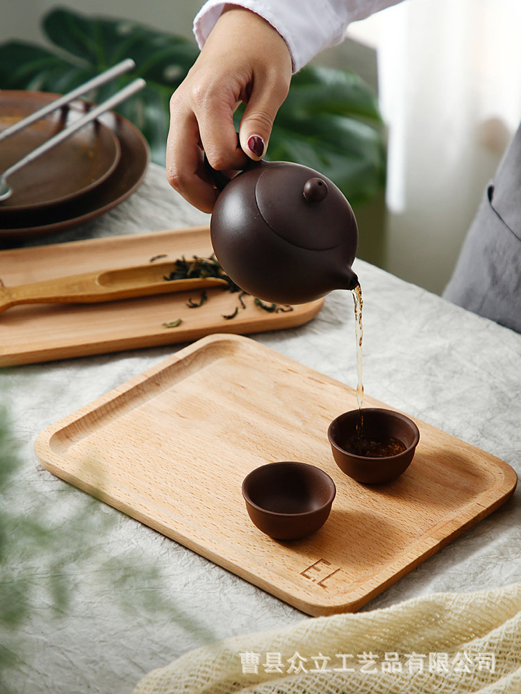 Tea Tray Household Solid Wooden Bamboo Teaware Small Tray Put Tea Cup Tea Table Tea Pitcher Production Simple Tea Table