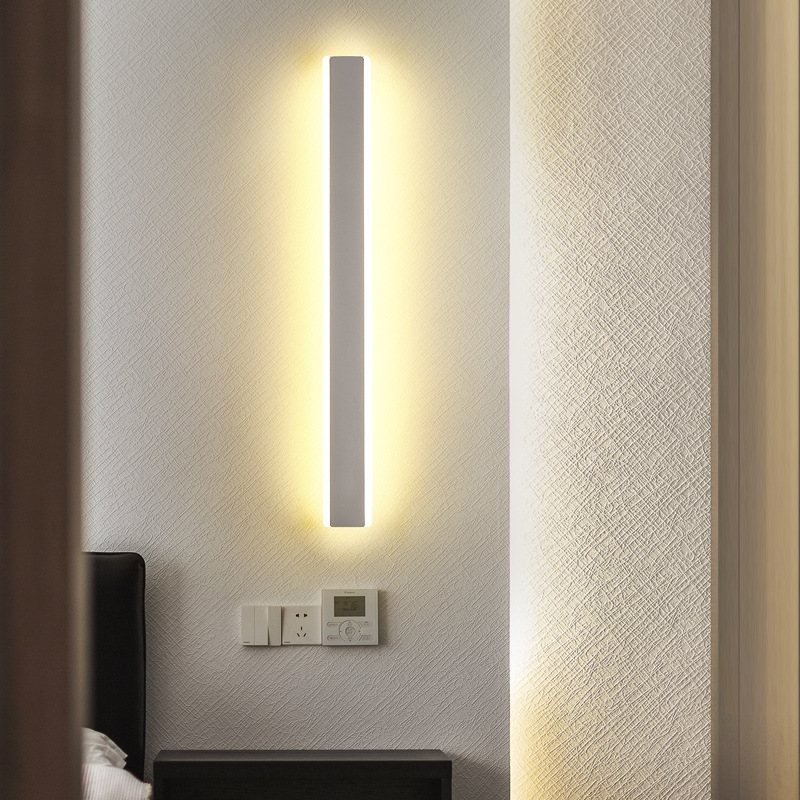 Nordic Modern Minimalist Living Room Long Wall Lamp Minimalist Line Bedroom Bedside Lamp Creative Open-Mounted Aisle Wall Lamp