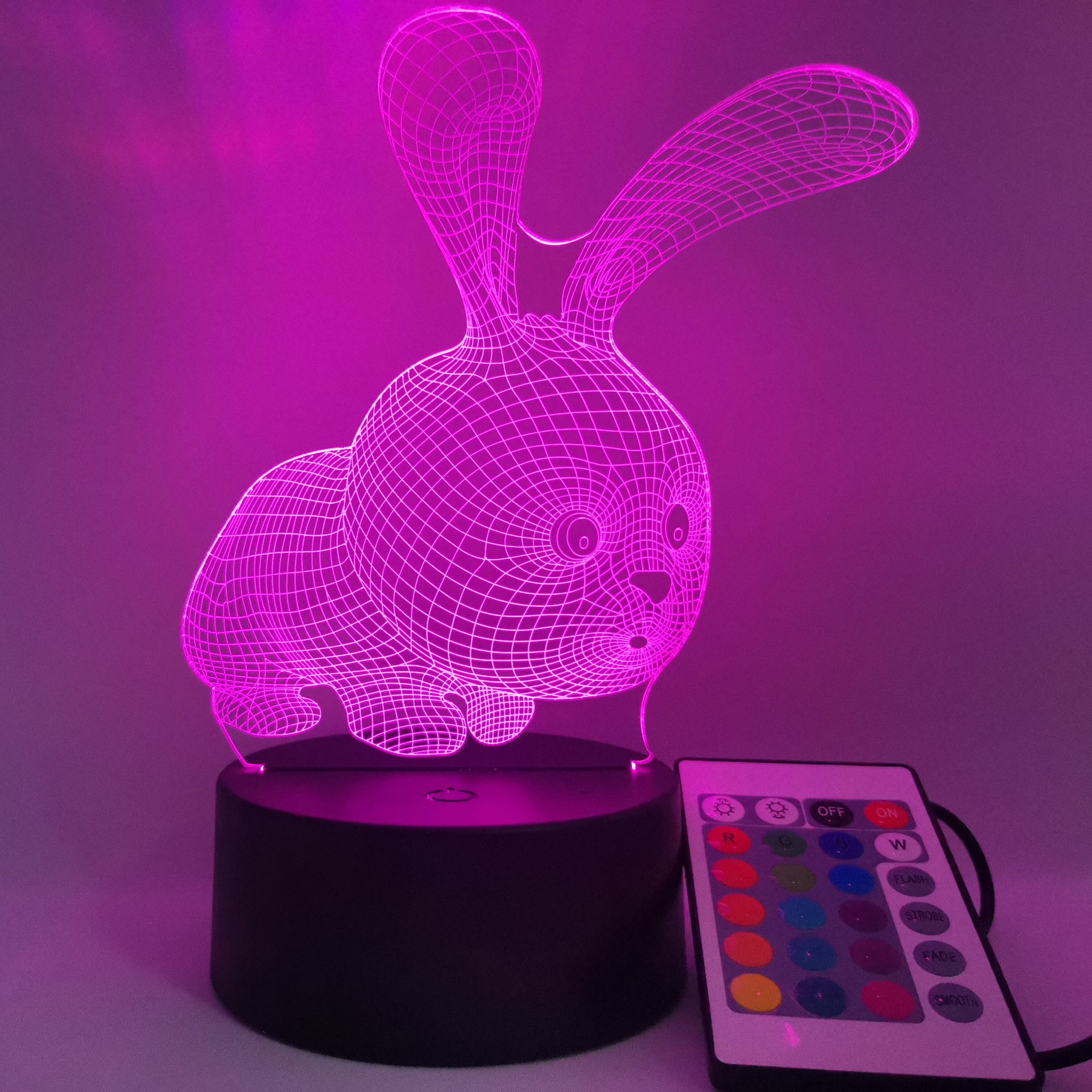 可爱卡通小萌兔触摸遥控梦幻七彩小夜灯 跨境led灯卧室床头伴睡灯