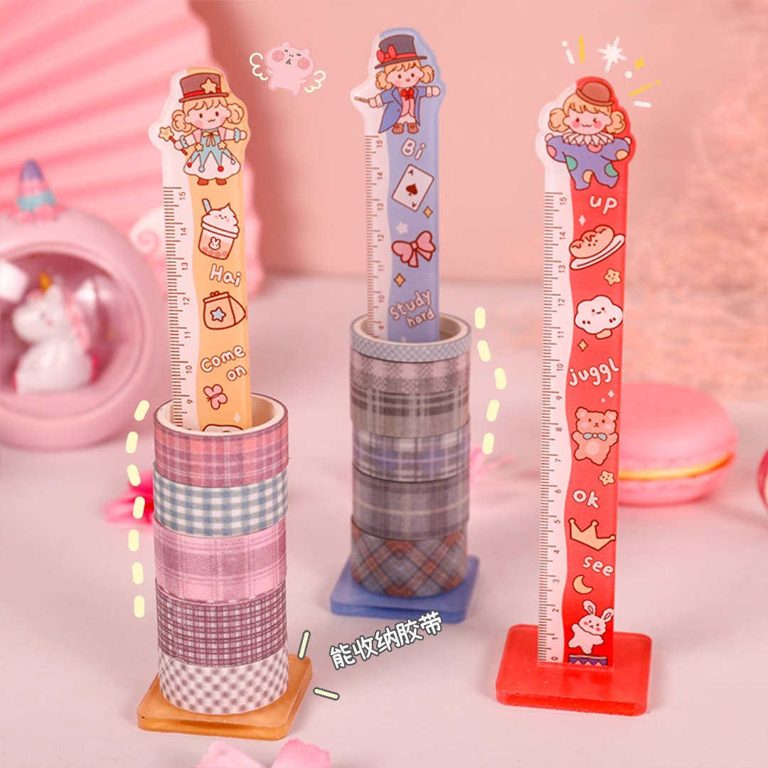 艺蓝卡通可爱直尺便携少女心尺子创意可拆卸学生文具刻度尺摆件