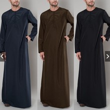 2024新款穆斯林中东阿拉伯迪拜 马来西亚男士宽松长袍拉链衬衫男