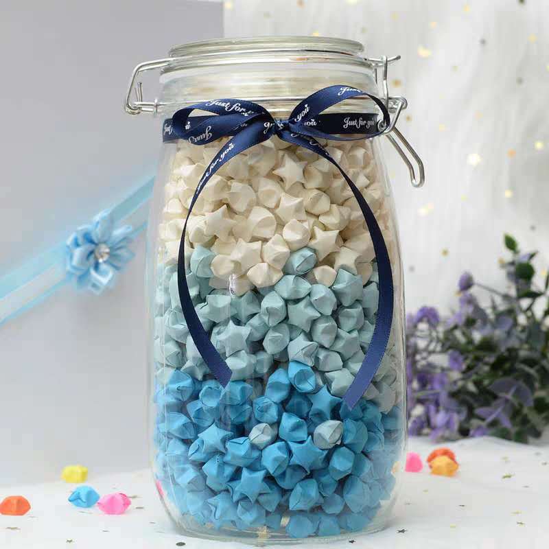 星星玻璃瓶创意幸运星瓶许愿折纸条成品千纸鹤罐瓶子520生日礼物