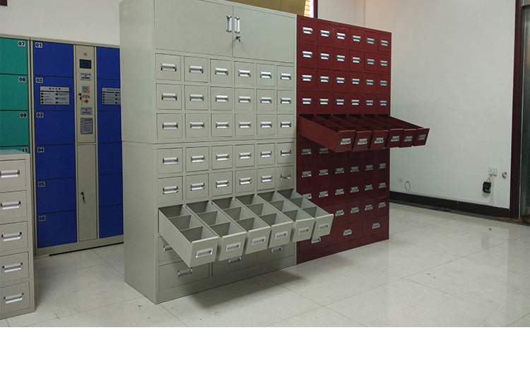 加厚钢制中药柜定制多斗草药柜中西药柜多抽屉柜铁皮柜药橱调剂台