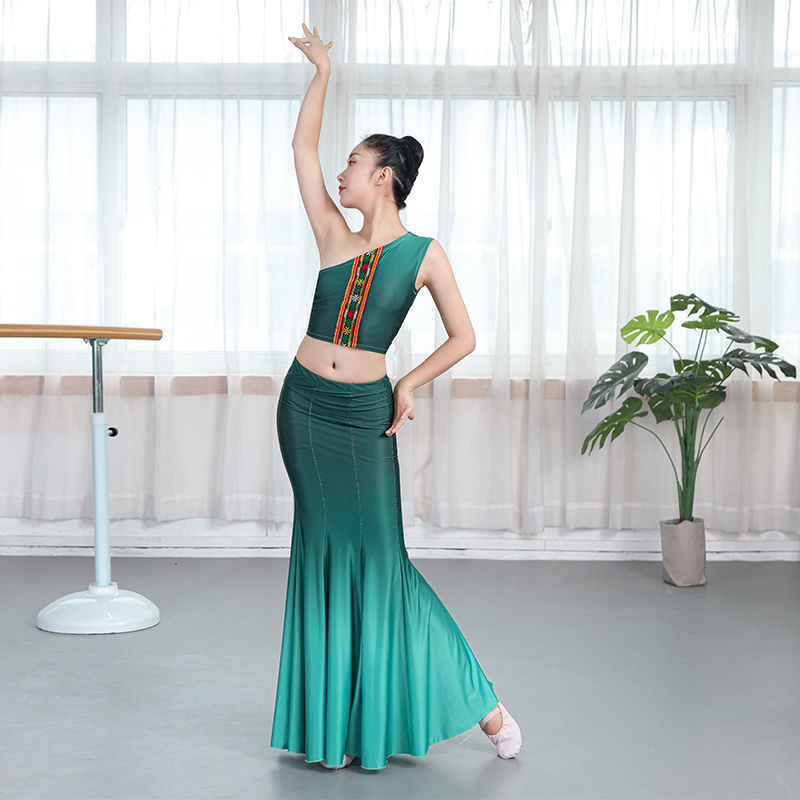傣族服装女舞蹈服练习裙孔雀舞蹈表演服演出服傣族舞裙艺考考级服