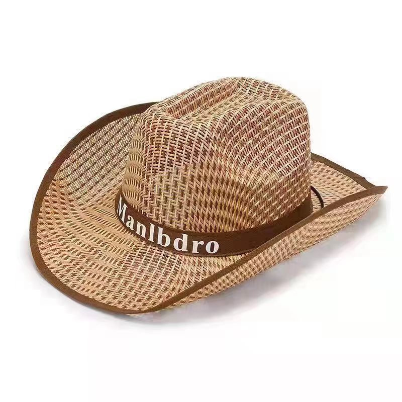 Summer Men's Sun-Shade Top Hat Farmer Straw Hat Sun Protection Fishing Travel Western Straw Cowboy Hat