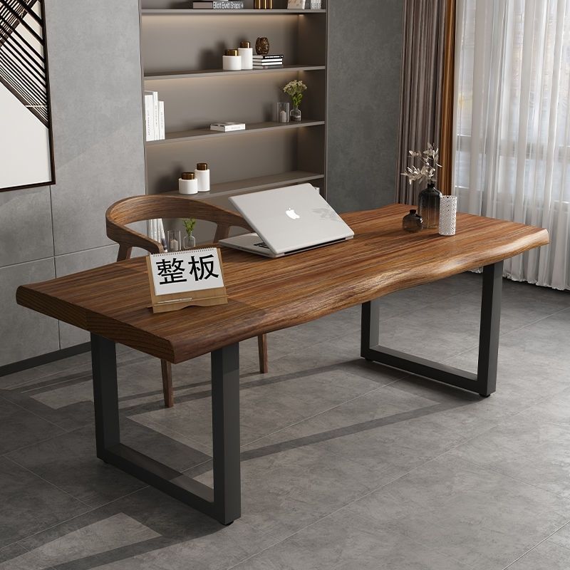 大板实木办公桌家用台式电脑桌长条书房书桌简约写字工作台原木-