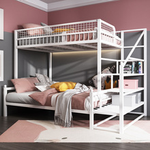 北欧小户型铁艺上下床简约双层子母床儿童高低床宿舍铁架床