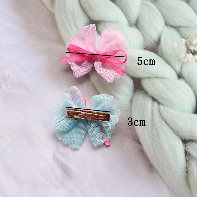 Korean Style Children's Mesh Bow Barrettes Baby Does Not Hurt Hair Duckbill Clip Bangs Side Clip Hairpin Hair Ornaments Suit