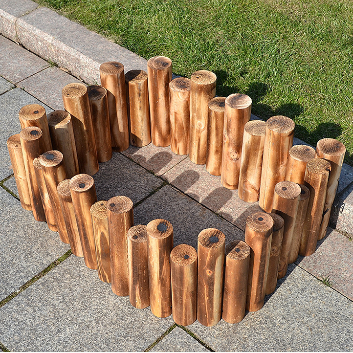 碳化浅色木桩围栏实木圆柱圆棒篱笆室内栅栏庭院护栏阳台装饰栏杆