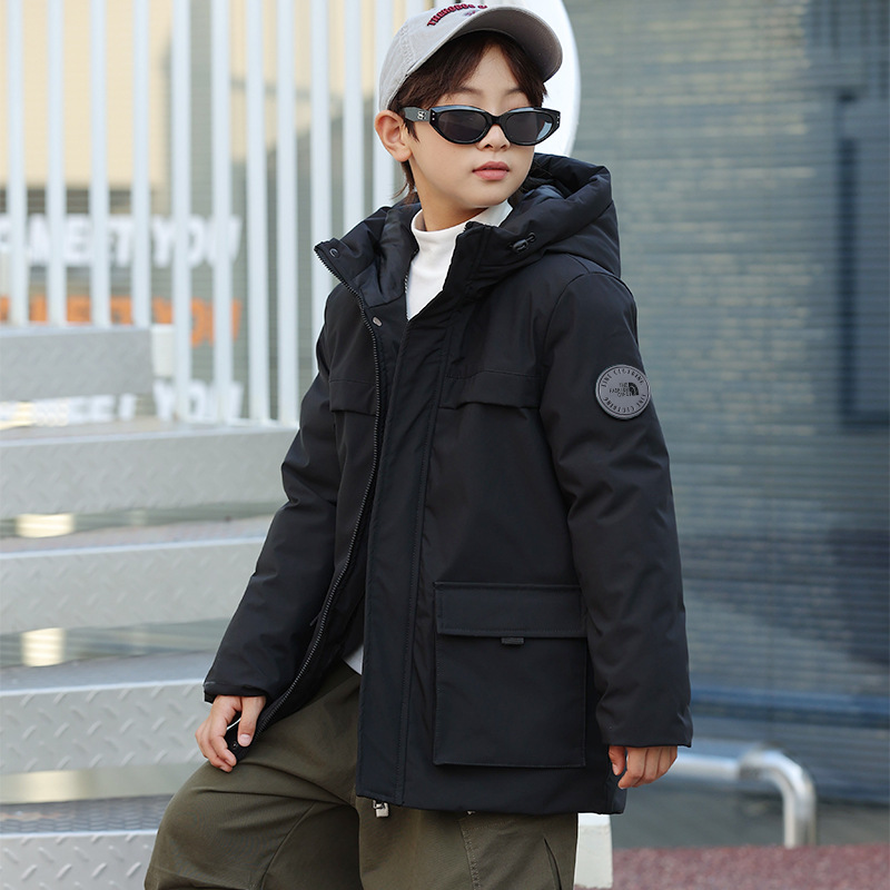 儿童工装棉服冬季中大童加厚羽绒棉衣胖男孩保暖棉袄防风防水外套