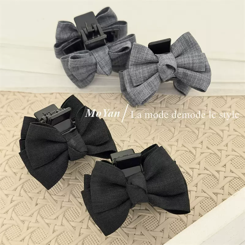 黑色小号蝴蝶结公主头发夹侧边刘海夹新款网红小抓夹前额碎发对夹