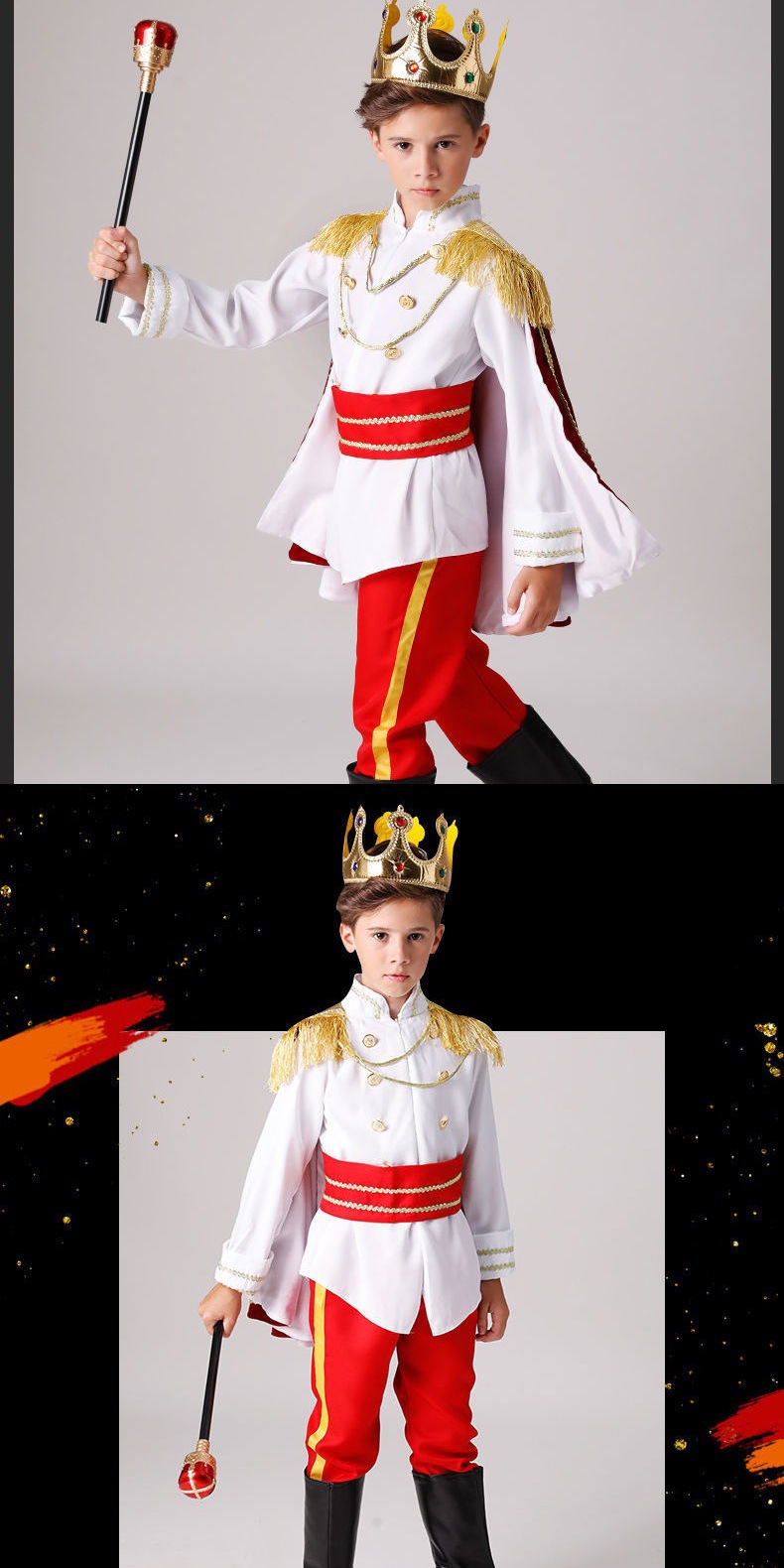 万圣节儿童服装男童国王 王子表演服礼服扮演幼儿园演出服