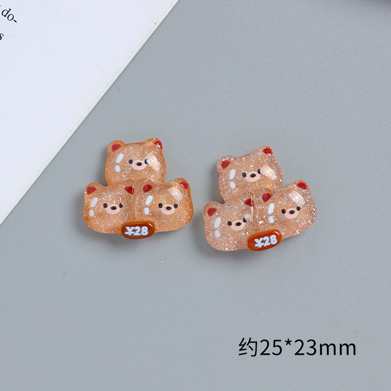 Cartoon Cute Bread Bear Cream Glue Phone Case DIY Material Package Handmade Hair Accessories Resin Accessories