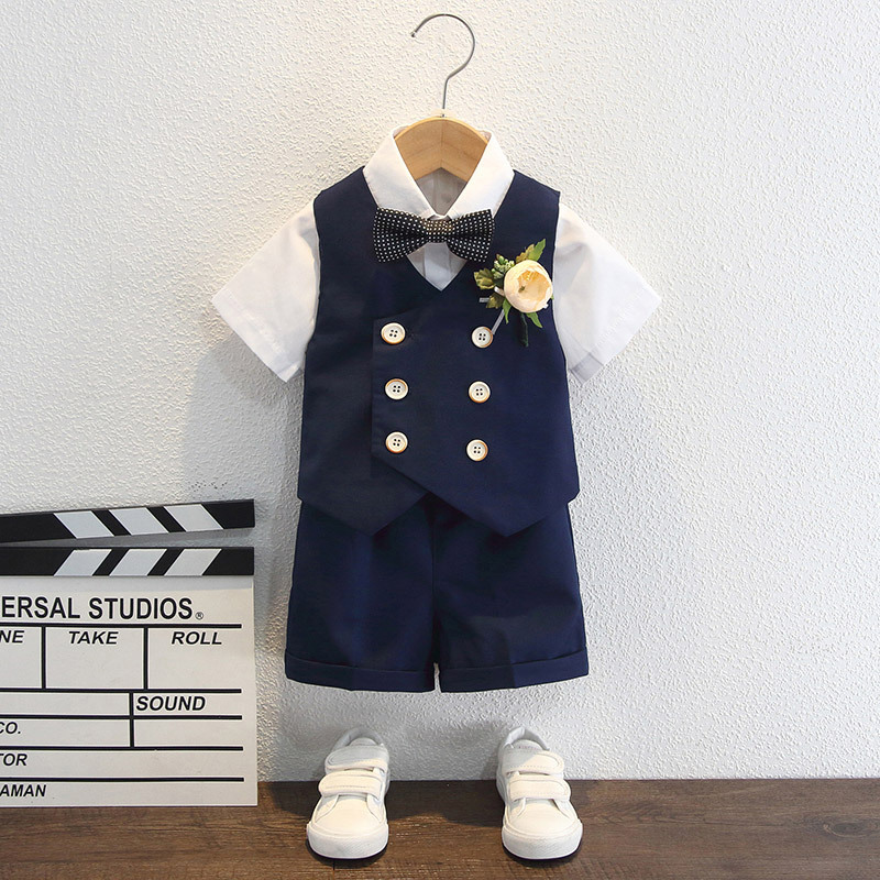童装男童礼服儿童生日西装马甲衬衫演出春夏套装男孩宝宝花童婚礼