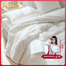444Z批发意大利床上四件套美式纯棉水洗棉简约裸睡床品床单白色被