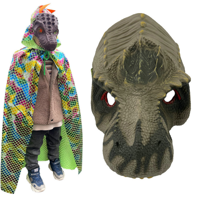万圣节儿童恐龙服装表演服游戏派对服饰霸王龙面具亲子演出服头饰
