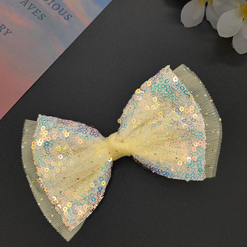 Spring and Summer New Sequined Bow Fairy Temperamental Double-Layer Mesh Girl Barrettes Headdress Duckbill Clip