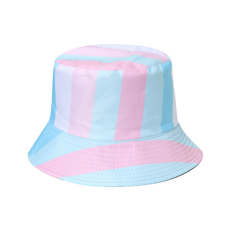 Cross-Border Amazon Spring and Summer New Colorful Striped Bucket Hat Casual All-Match Spring Outing Sun Hat Rainbow Bucket Hat Women