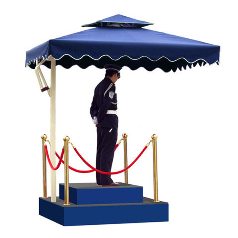 遮阳伞厂家定制门岗执勤伞-带伞岗亭-保安形象岗伞