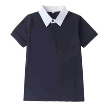 优先发货 学校同款校服 英伦风夏季藏青色短袖polo衫童装校服
