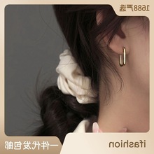 韩国网红气质简约时尚纯银耳扣 女耳饰几何方形耳环