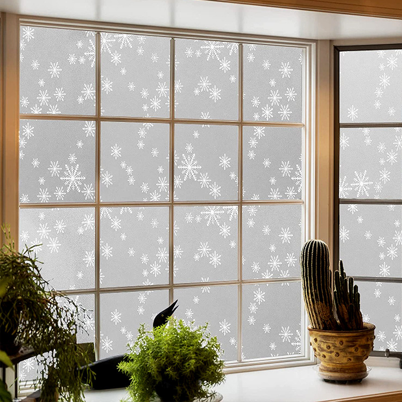 圣诞雪花玻璃窗贴纸防走光透光不透明防窥遮光浴室自粘窗户贴纸