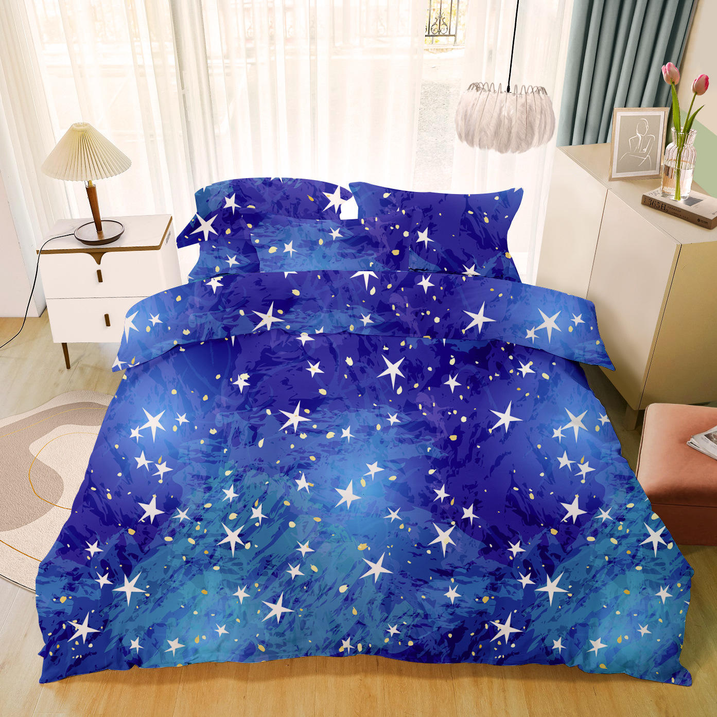 星空系列床上四件套 涤棉家纺四件套 酒店民宿被套床单枕头套批发
