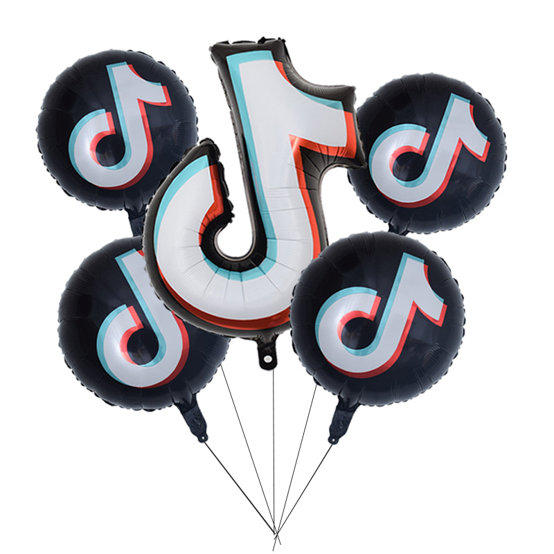 新款tik tok抖音主题铝膜气球18寸五角星字母套装网红派对装饰品