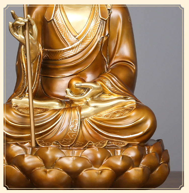 地藏王菩萨摆件黄铜佛像家居礼佛供奉开业礼品 坐莲地藏