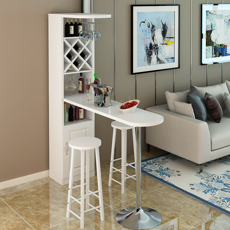 吧台酒柜组合玄关客厅隔断柜家用欧式小户型简约现代靠墙旋转桌