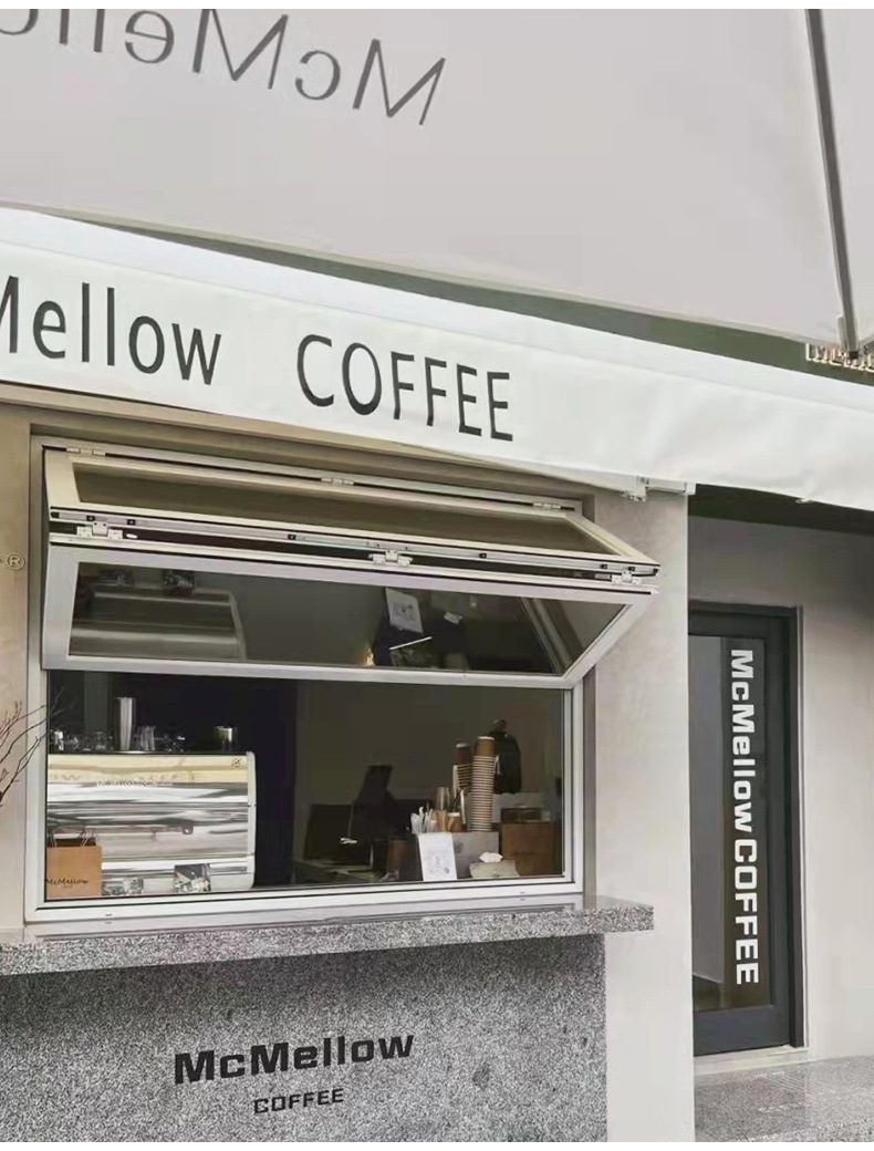 铝合金无液压杆上下折叠窗户小吃档口咖啡店吧台多点停提升提拉窗