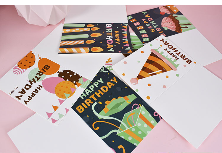 2021新款24张生日贺卡套装跨境热销亚马逊折叠平面卡片手绘生日