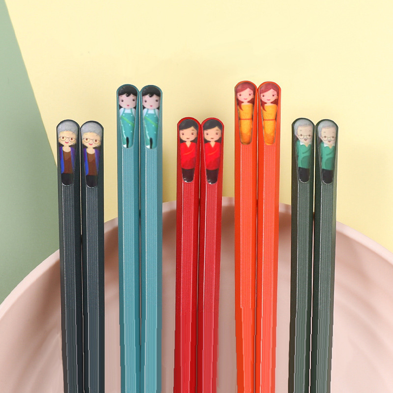 plus专享pet家庭分餐筷指甲筷5双装合金筷子家用日式尖头筷子