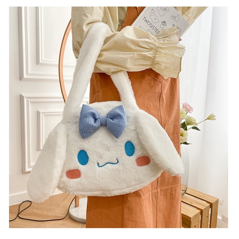 跨境日系卡通狗狗手提单肩包两用学生大容量毛绒化妆包玉桂狗斜挎