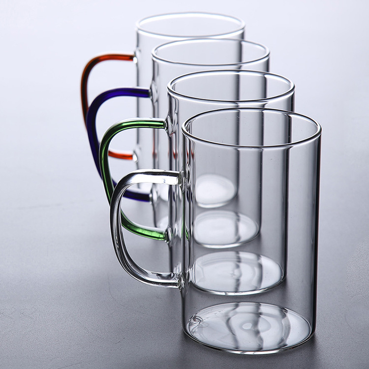 Color Handle Glass Transparent Handle Large Capacity Household Drinking Cups Tea Brewing Cup Breakfast Milk Cup Beer Steins