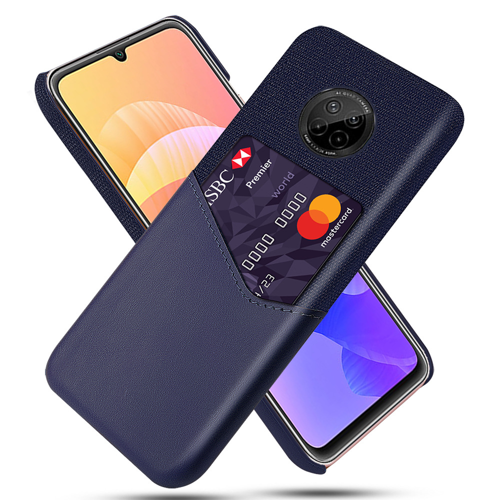 适用华为y9a手机壳保护套布纹单插卡皮套贴皮壳套手机皮套