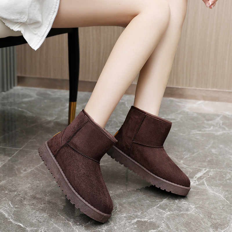 A008 New Snow Boots Women's Short Boots Winter Fur 2021 One Low Tube Ankle Boots Thick Cotton Shoes