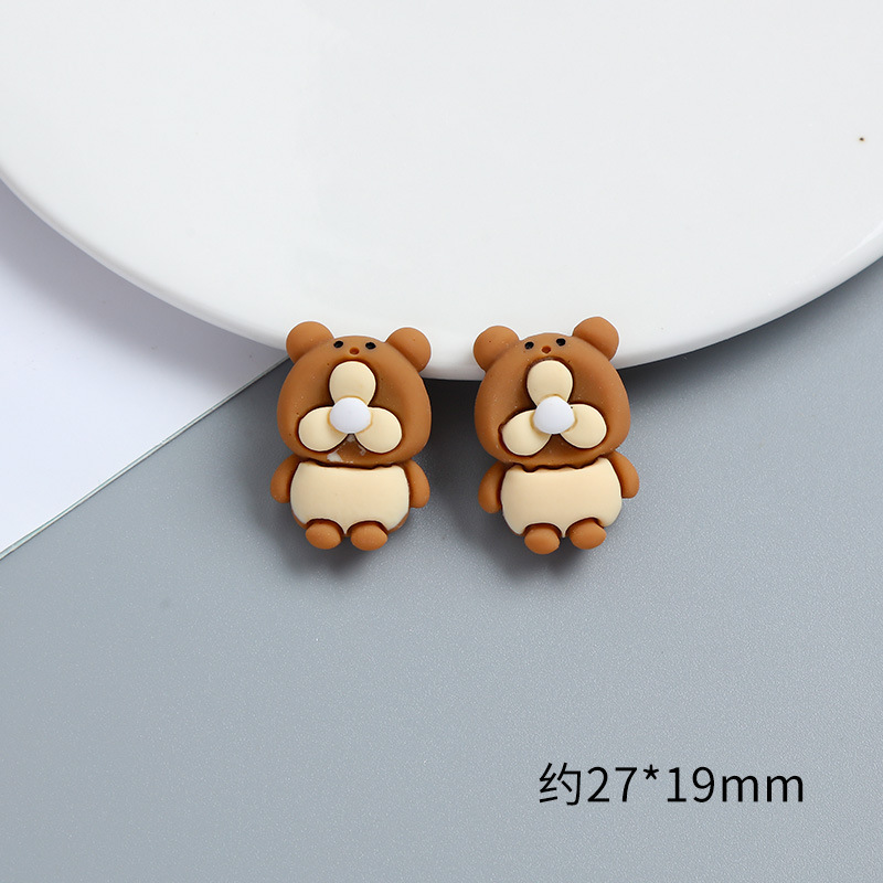 Cartoon Cute Animal Fan Cream Glue Phone Case DIY Material Package Handmade Hair Accessories Resin Accessories
