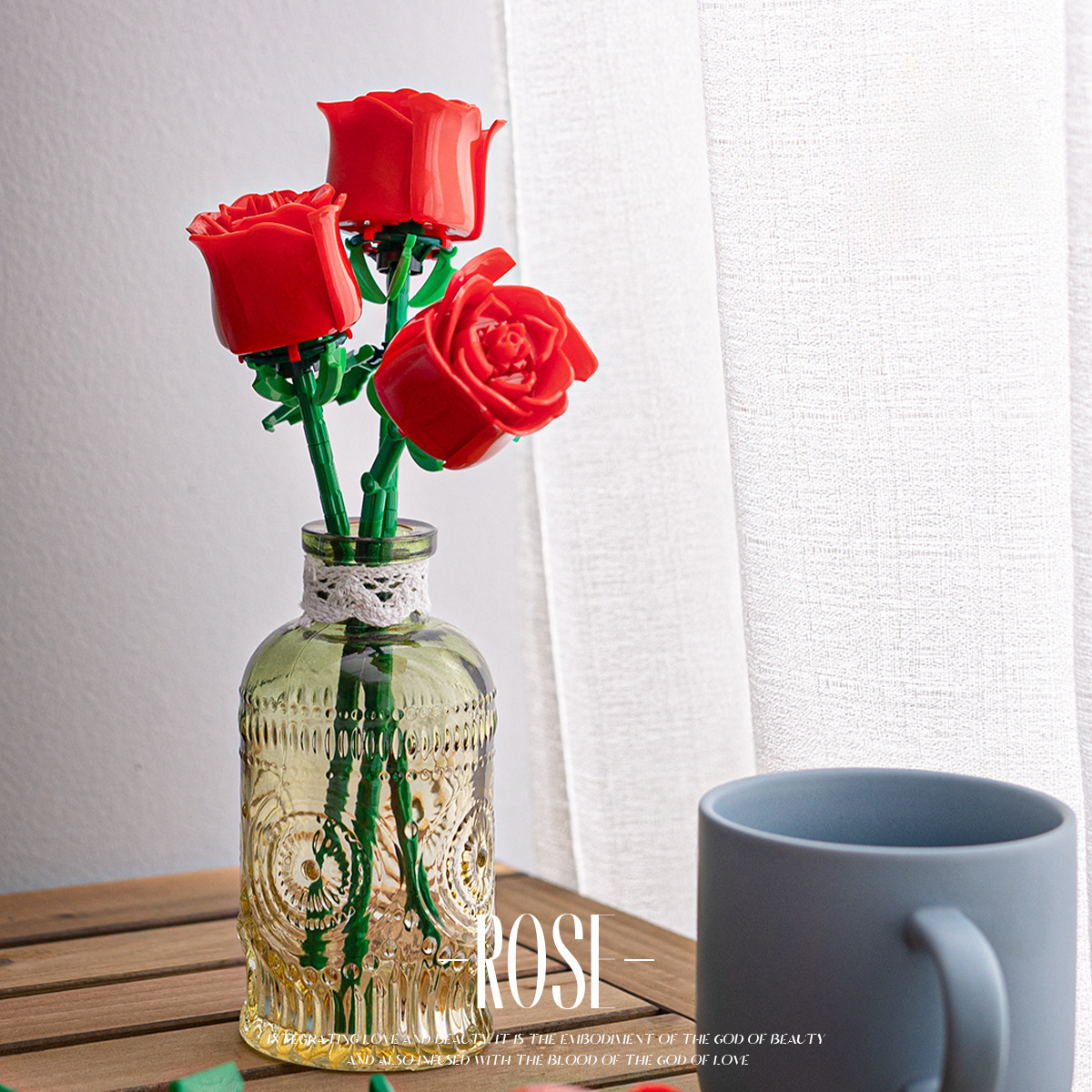 兼容乐高微颗粒永生花情人节教师节玫瑰积木花益智拼装积木玩具