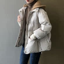 韩版2022冬季新款时尚毛线帽棉服短款女韩版宽松棉衣面包服外套潮
