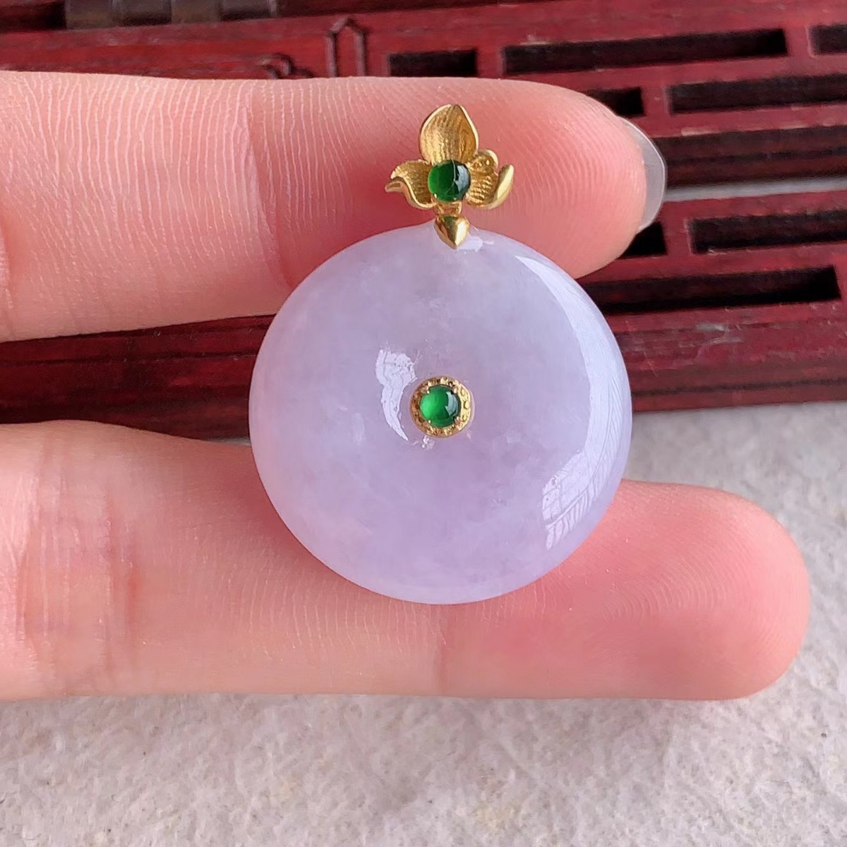 缅甸天然a货翡翠老坑18k紫罗兰平安扣吊坠男女 22.3×5.8mm6.