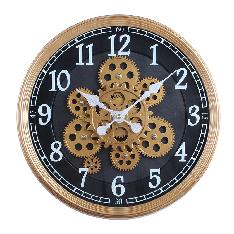 手工复古转动齿轮挂钟表模型酒吧咖啡店餐厅建筑设计墙面装饰