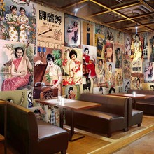 老上海民国风格背景墙纸复古旗袍画报广告装修旧报纸壁纸饭店壁画