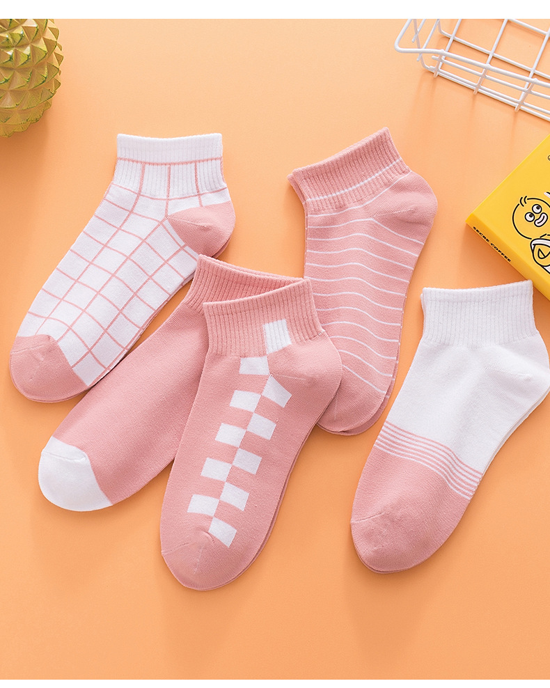定制袜子女士新款粉色甜美棉质棉袜200针不掉跟加厚中筒女袜