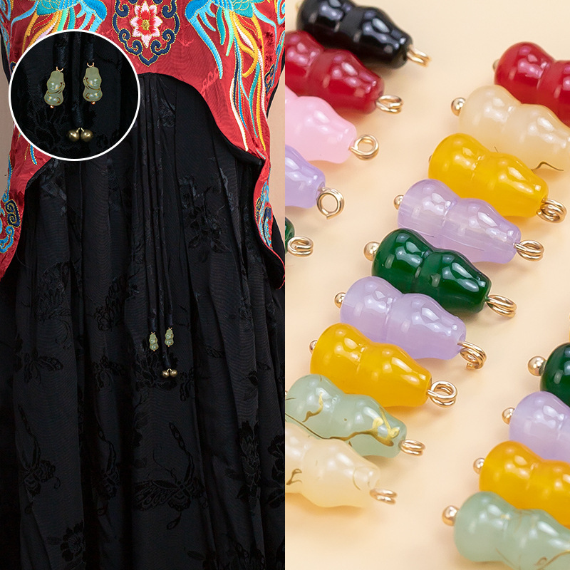 new chinese style straight hole gourd buckle vintage button ethnic clothes dress pendant decorative button accessories