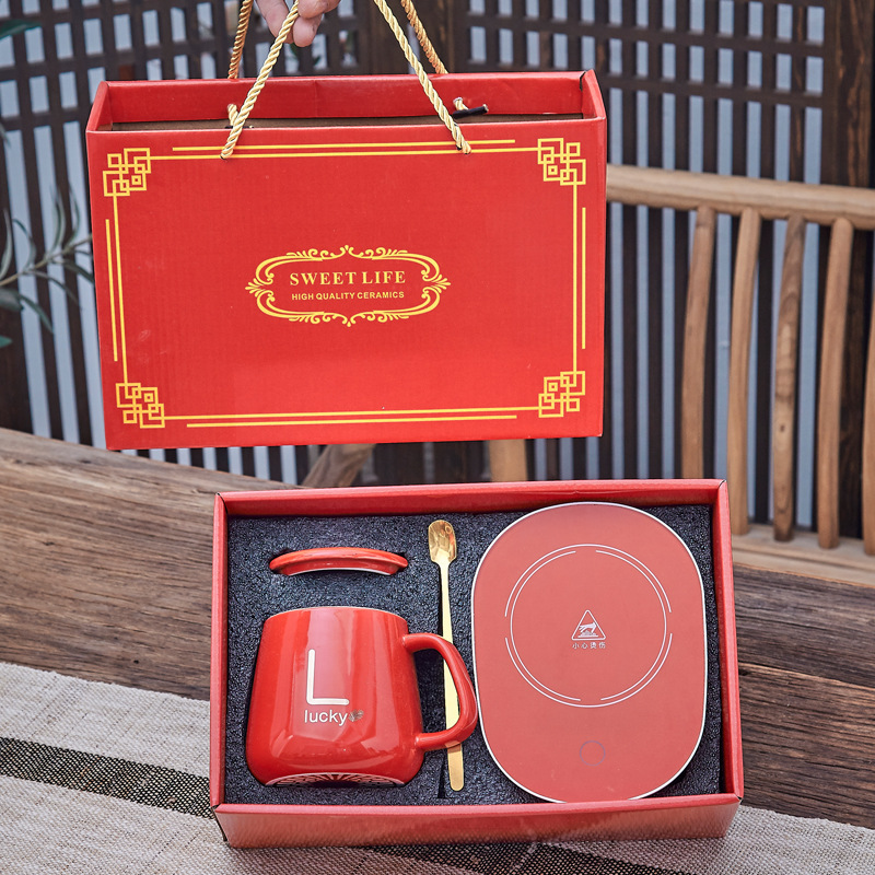 Warm Cup 55 Degrees Ceramic Cup Thermal Cup Gift Box Sf Express Delivery Business Activity Gift Logo Gift Gift