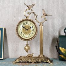 N1座钟台式桌面客厅摆件时钟钟表工艺摆钟台钟美式欧式黄铜